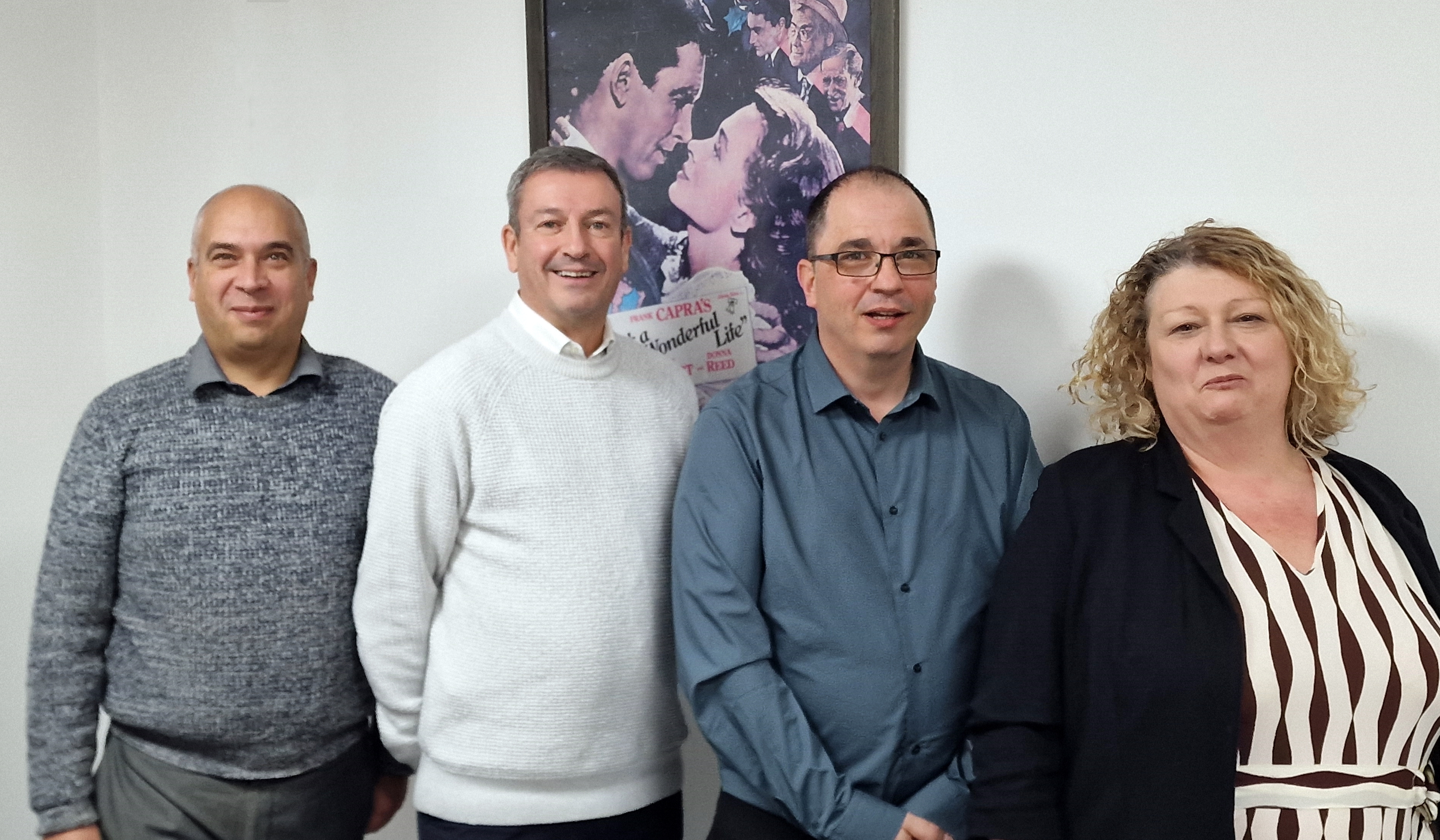 Luke Vincett Finance Director, Andy McLeod Managing Director, Paul Beal Manufacturing Director, Sarah McNamara Sales Director. Image